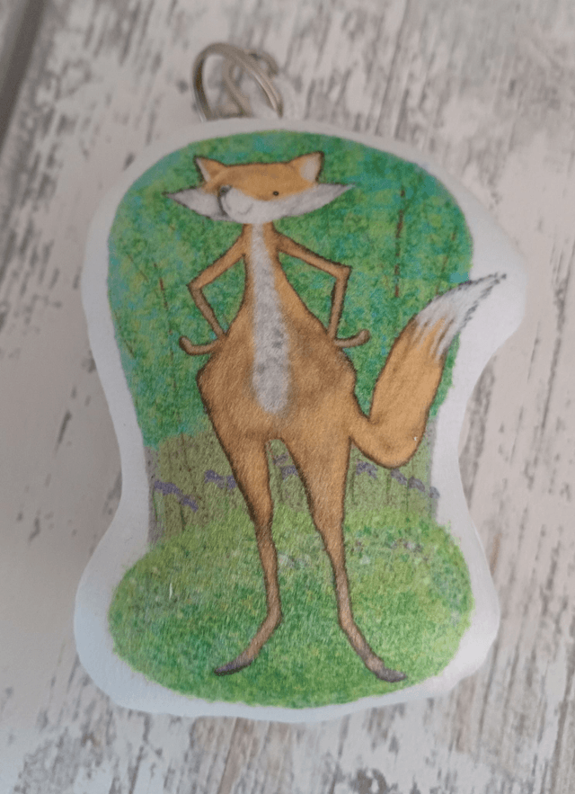 Fox in the bluebells plush key ring 