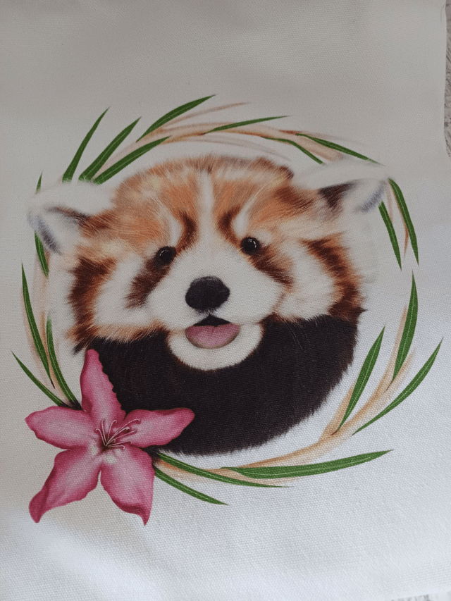 Red panda cotton tote bag 
