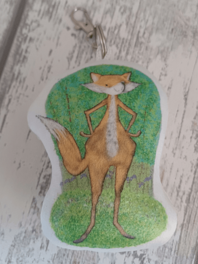 Fox in the bluebells plush key ring 